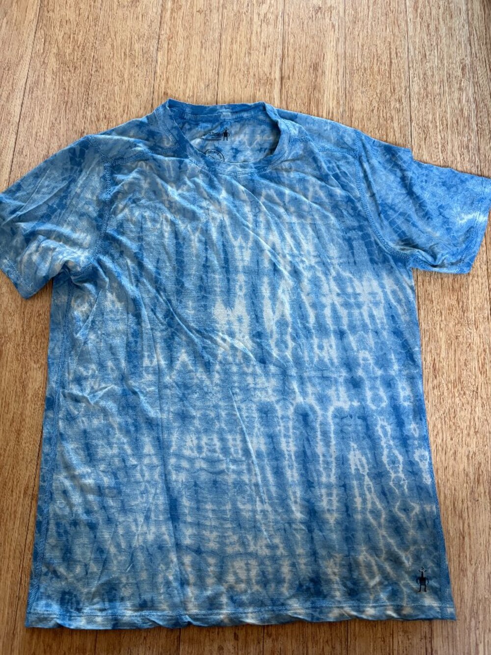 Smartwool T-Shirt Mens M Blue Merino Base Layer Crew Neck Wool Tie Dye